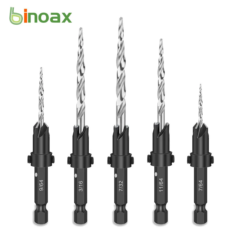 Binoax Wood Countersink Drill Bit Set SAE Tapered Drill with