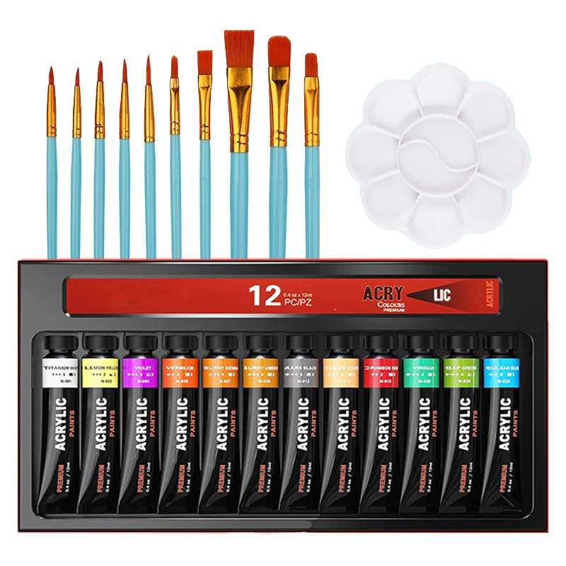 Профессиональный набор акриловых красок 12/24 цвета 12 мл/тюбик краска для ткани