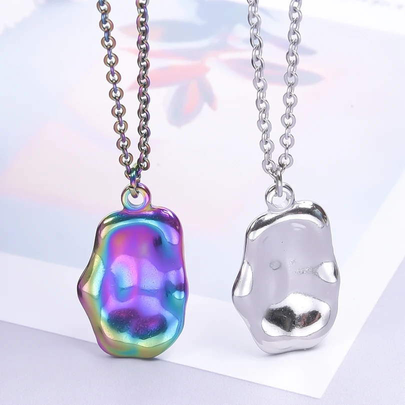 

Stainless Steel Charms Aesthetic Necklaces for Women Geometric Streamer Color Pendants Trend Men's Chain Choker Jewelry