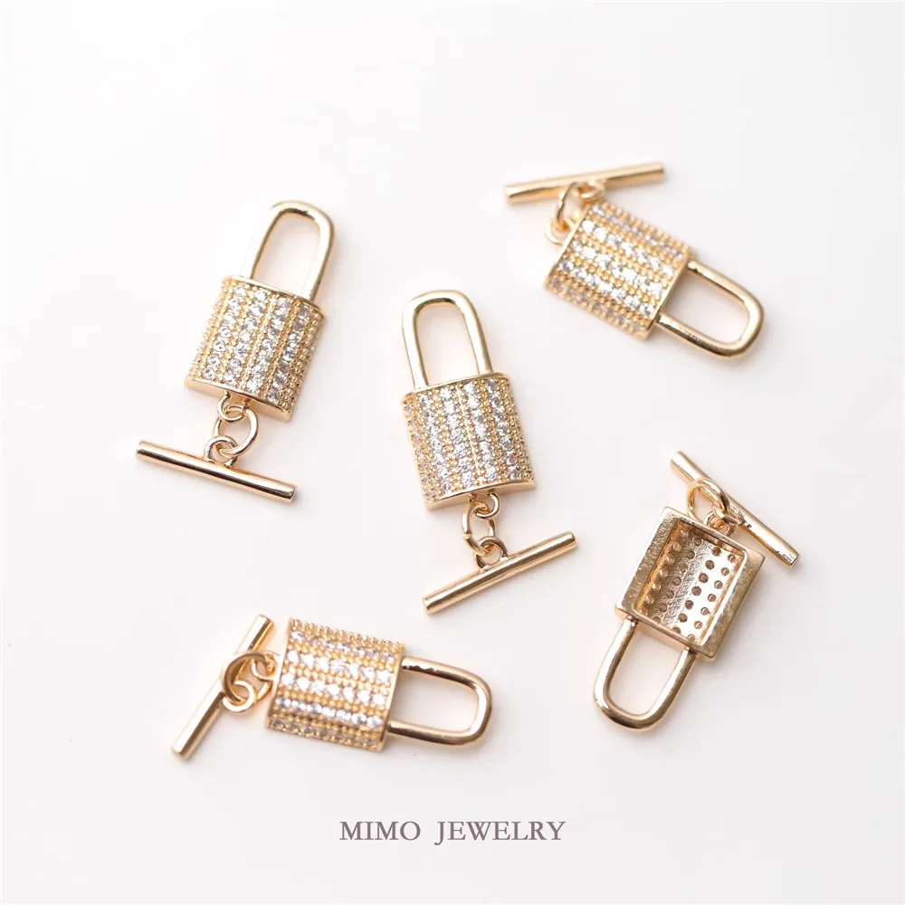 Медный позолоченный полный бриллиант с маленьким замком и пряжкой домашний