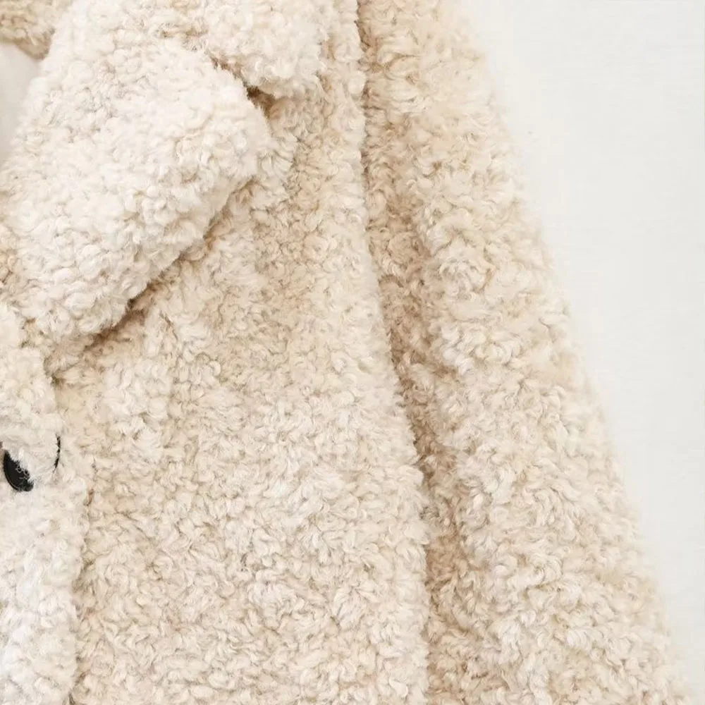 BER&OYS&ZA 2022 autumn winter new women's vintage lapel temperament versatile artificial fur effect coat warm coat