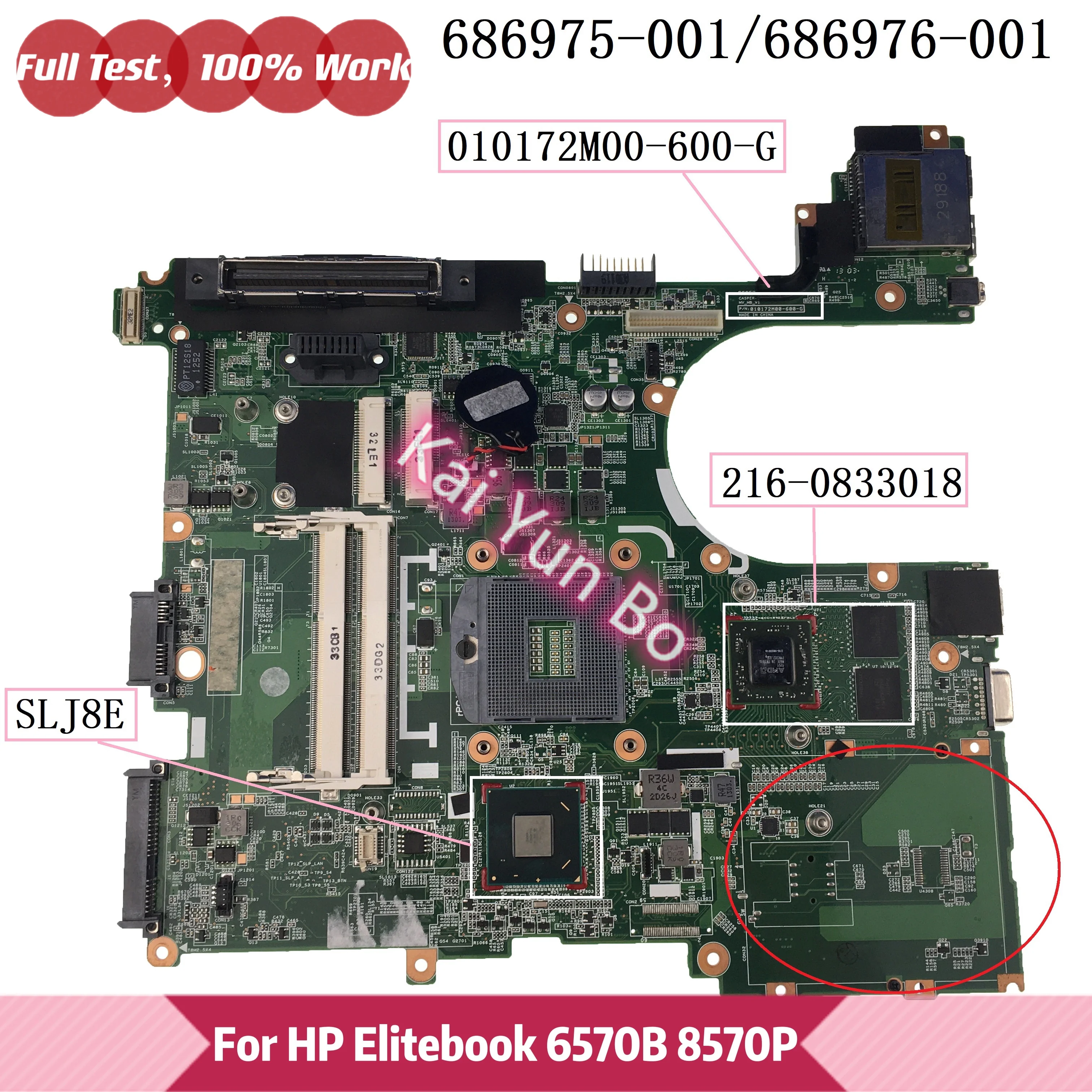 

Mainboard 686976-501 For HP 6570B 8570P Laptop Motherboard 010172M00-600-G 010172M00-J09-G 686975-501 with 216-0833018 GPU DDR3
