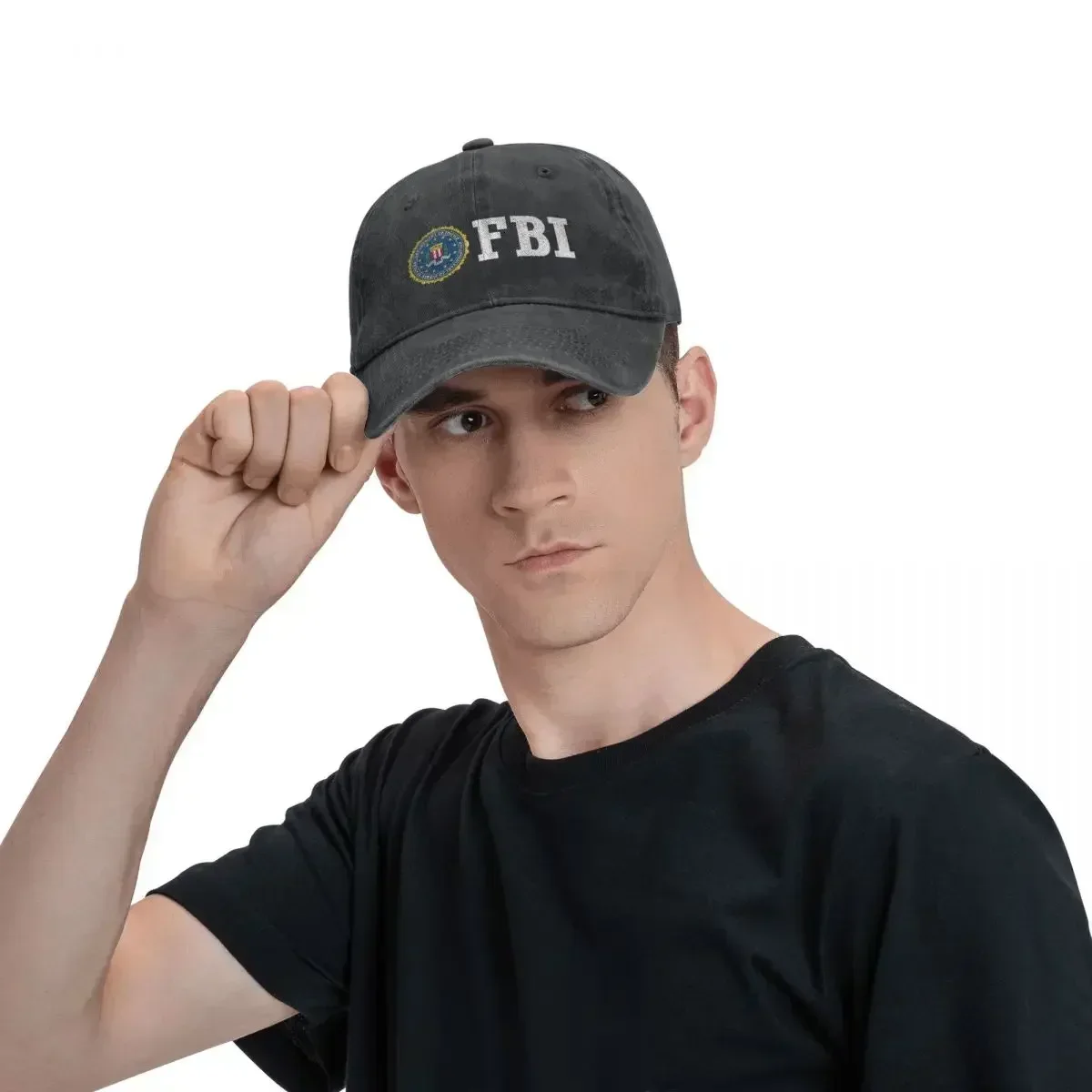 Фото Новая бейсболка унисекс с логотипом Swat F-FBI, винтажная джинсовая кепка с эффектом потертости, для активного отдыха, на все сезоны, для путешествий, с застежкой-клипсой №4