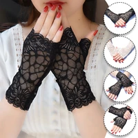 1pair outdoor cycling sun protection female gloves wrist mittens lace half finger women accessories