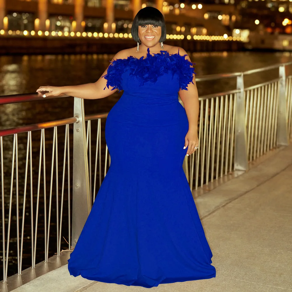 Evening Dress 2022 Novelty Plus Size Women's Clothing Designer Dress Women Luxury Runway Solid Slim Fit Strapless Floor-Length