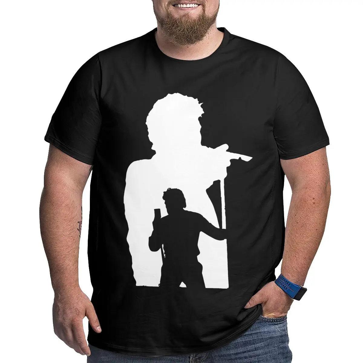 

Johnny And Hallyday Shadow Effects Big Size Graphic Cool Plus Size T-shirt Sarcastic Big Tall Man Oversized Tops Tees
