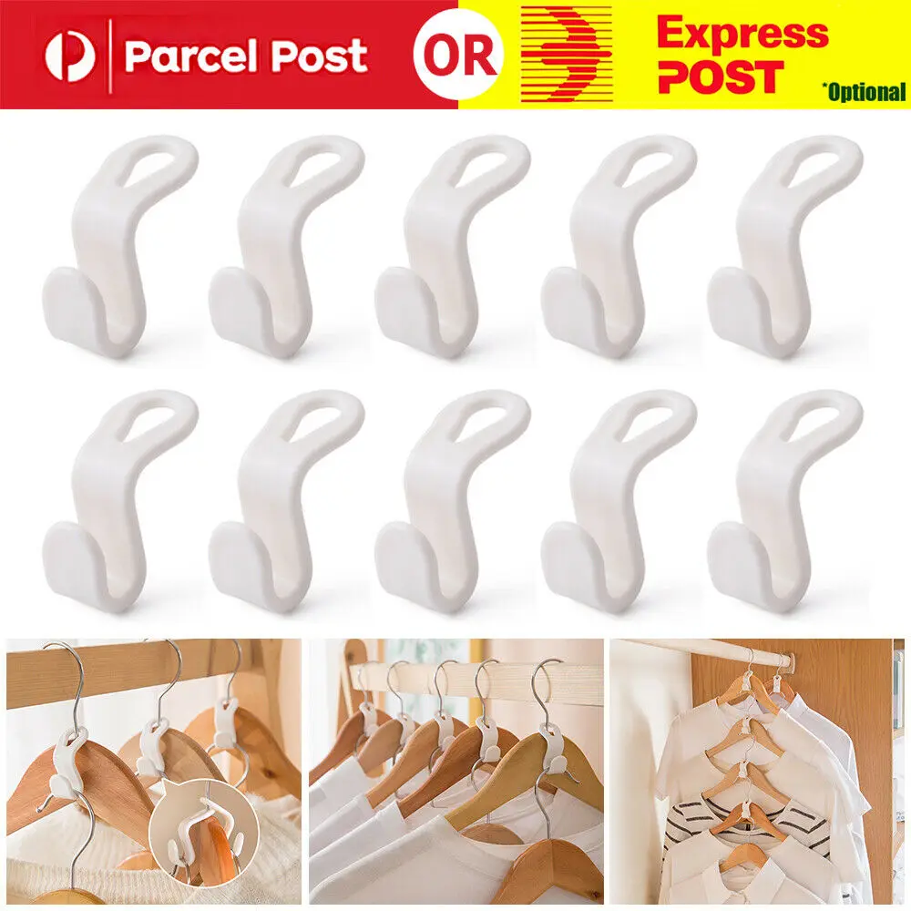

20pcs Clothes Hanger Connector Hooks Cascading Hanger Space Saving Organizer AU