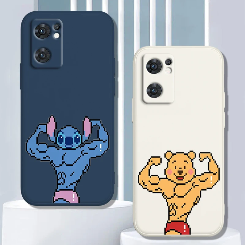 

Funny Winnie Mickey Stitch Phone Case For OPPO Find X5 X3 Lite F21 A96 A94 A93 A77 A76 A74 A72 A57 A53S A16 Liquid Rope
