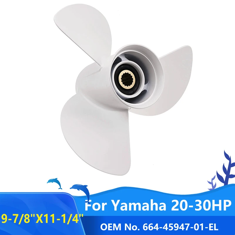 Лодочный пропеллер 9-7/8x11-1/4 подходит для Yamaha подвесной 25HP-30HP 3 лезвия Алюминиевый