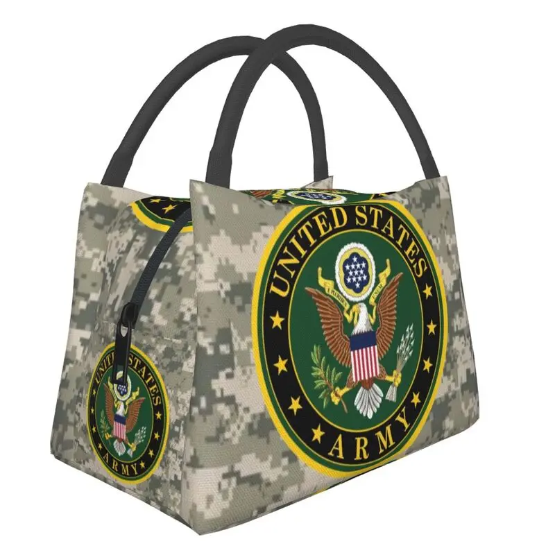 

United States Army Camo Insulated Lunch Bag for Outdoor Picnic Military Tactical Camouflage Portable Cooler Thermal Bento Box
