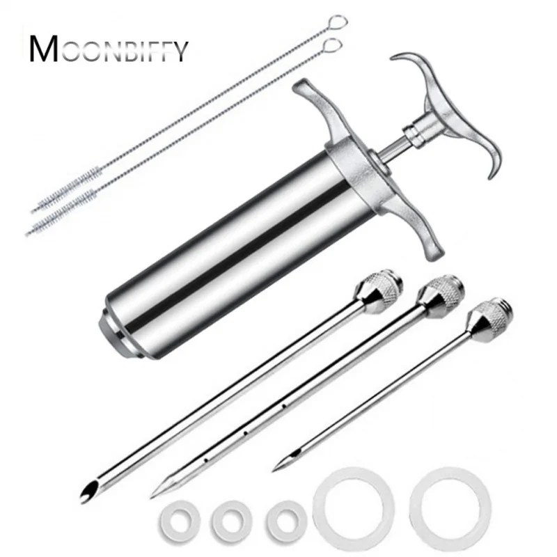 

Stainless Steel Turkey Seasoning Needle Spice Syringe BBQ Meat Flavor Injector Cooking Tools Sauce Marinade Syringe Attachment