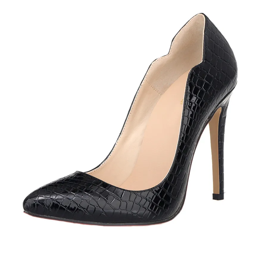 Сексуальные женские туфли-лодочки с крокодиловым узором осенние туфли острым