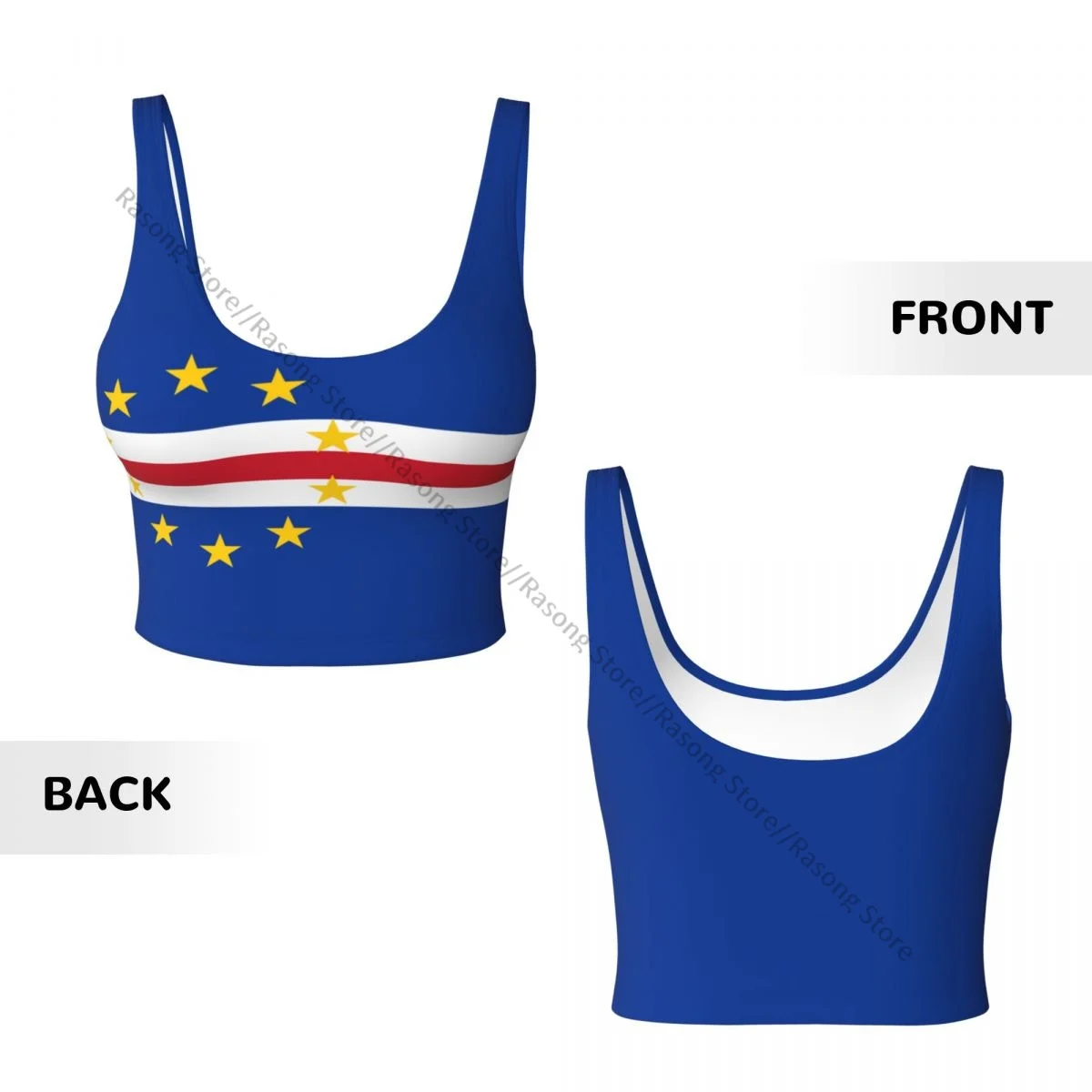 Майка женская для йоги укороченный топ спортзала с флагом Кабо-Верде дышащая