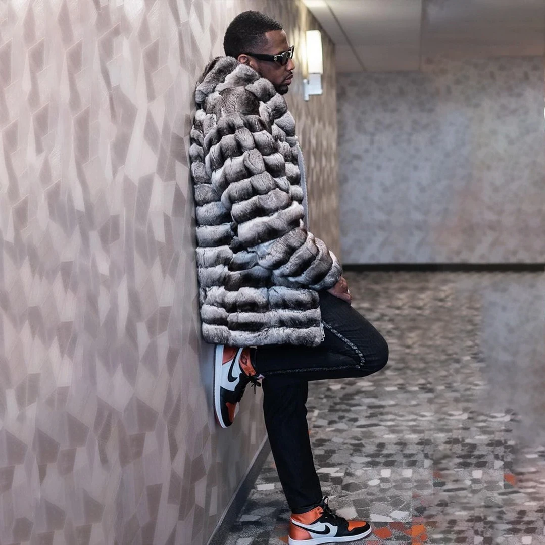 Модные мужские пальто из натурального меха кролика рекс зимняя верхняя одежда