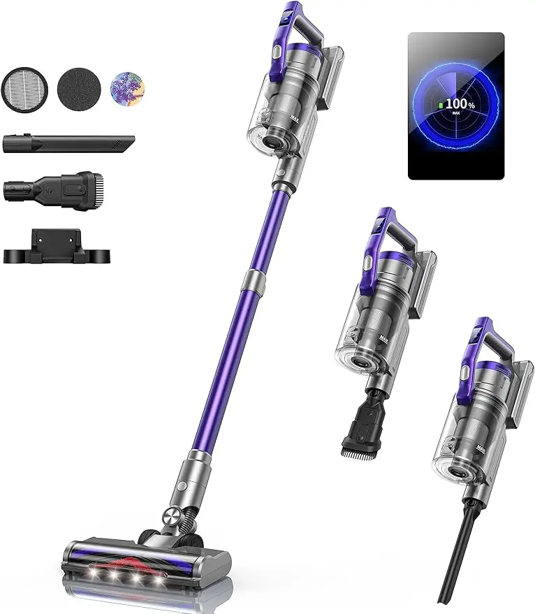 

Up to 55mins, 8 Animation Modes, Multi-cone Filtration, Handheld Vacuum for Hardwood Floors, Carpets, Pet Hair S14