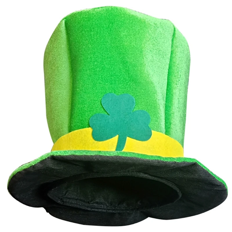 

Saint Patricks Day Shamrock Clover Green Velvet Top Hat Irish Leprechaun Cap Cosplay Costume Party Decoration for Drop Shipping