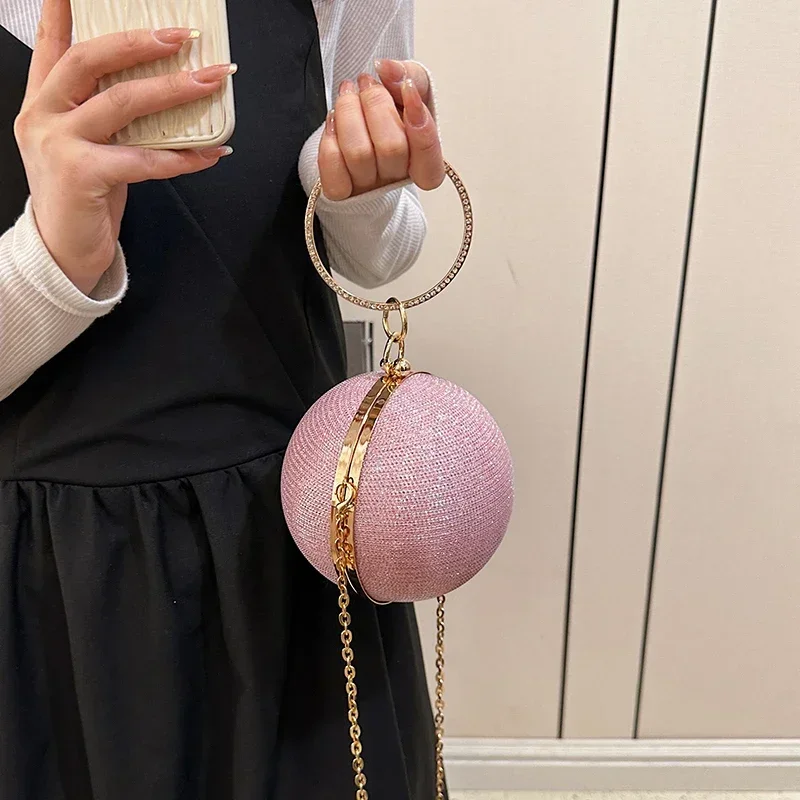 

Женские сумки 2023, Высококачественная новая круглая сумка с шариками и нишевым дизайном, сумки через плечо, продвинутая цепочка, Сумка с продвинутой цепочкой