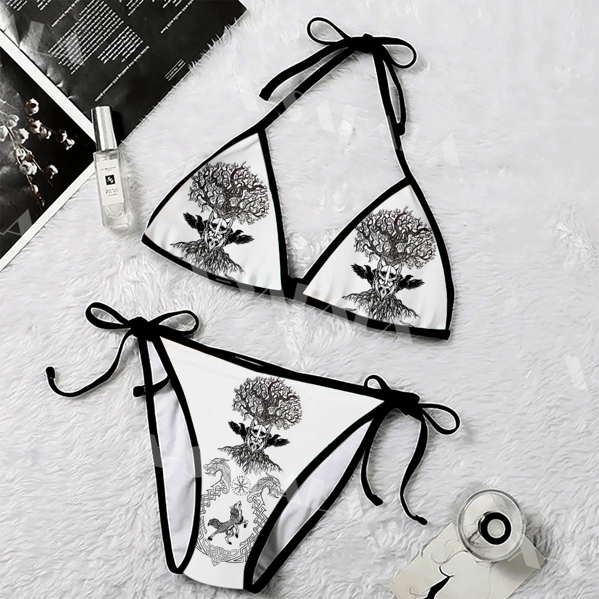 

Tree Of Life Vikings Pattern Tattoo Totem 3D Print Female Womens Micro Bikini Set Summer Beachwear Sexy Beach Bathing Suits