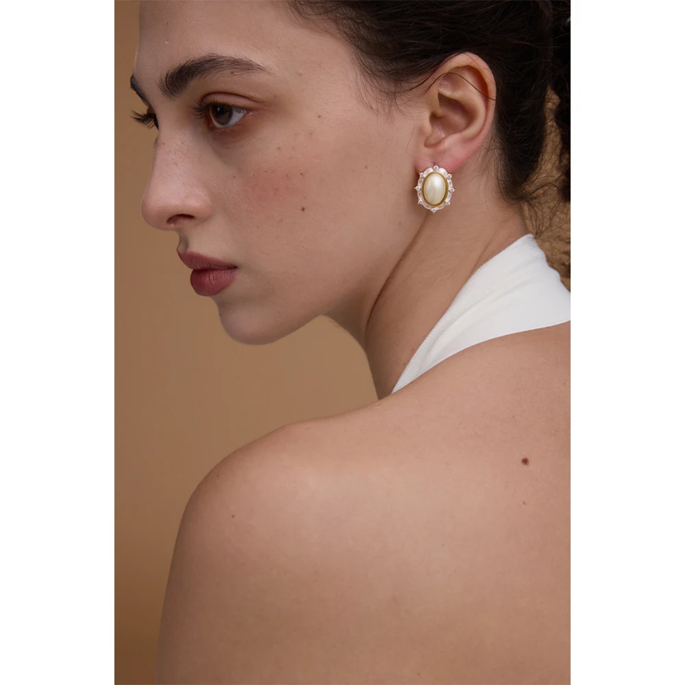 Модные шикарные элегантные серьги-гвоздики Mchic с имитацией жемчуга овальные