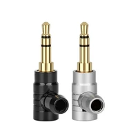 10pcs headphone plug jack 3 5 gold plated copper audio adapter 3 poles for speaker amplifier l type bend wire connector id 4mm