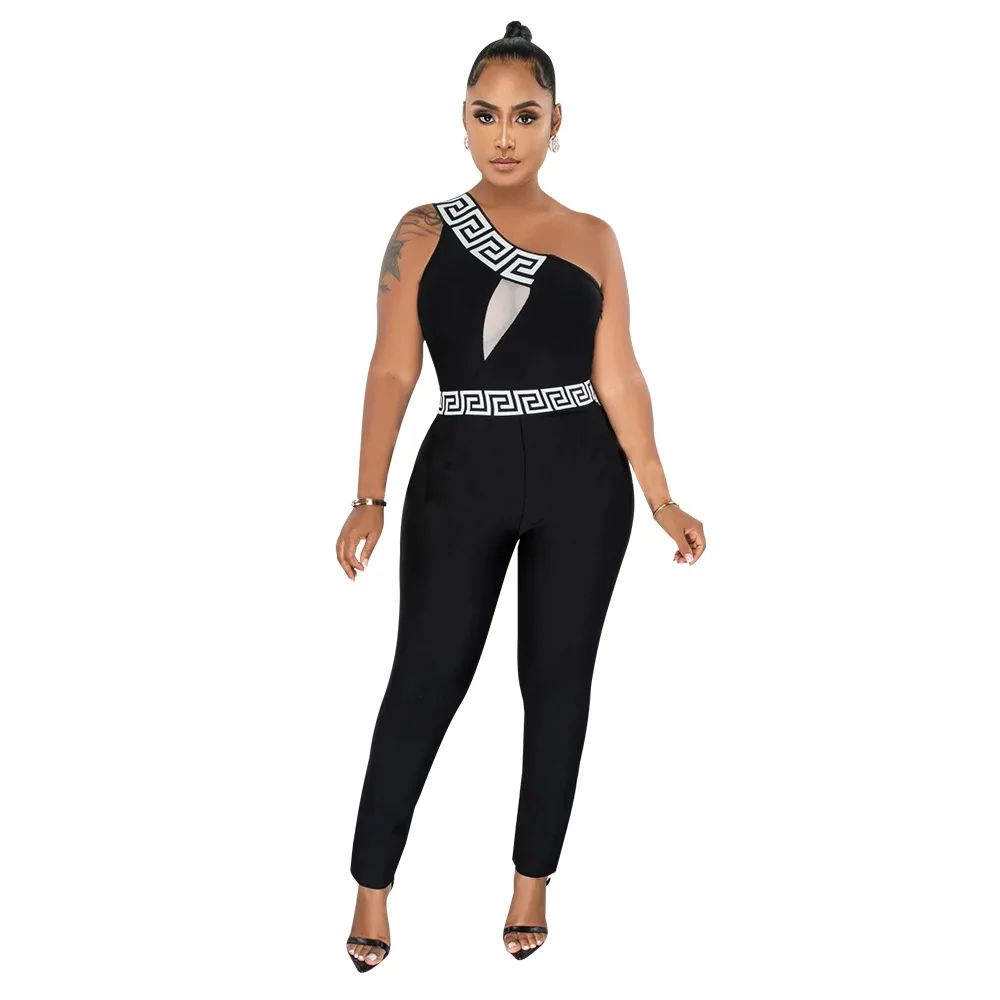 

Overalls For Women Elegant Summer Bodycon Sexy Nightclub Body Suit Korean Jumpsuit Clothes Casual Inclined Sleeveless High Waist