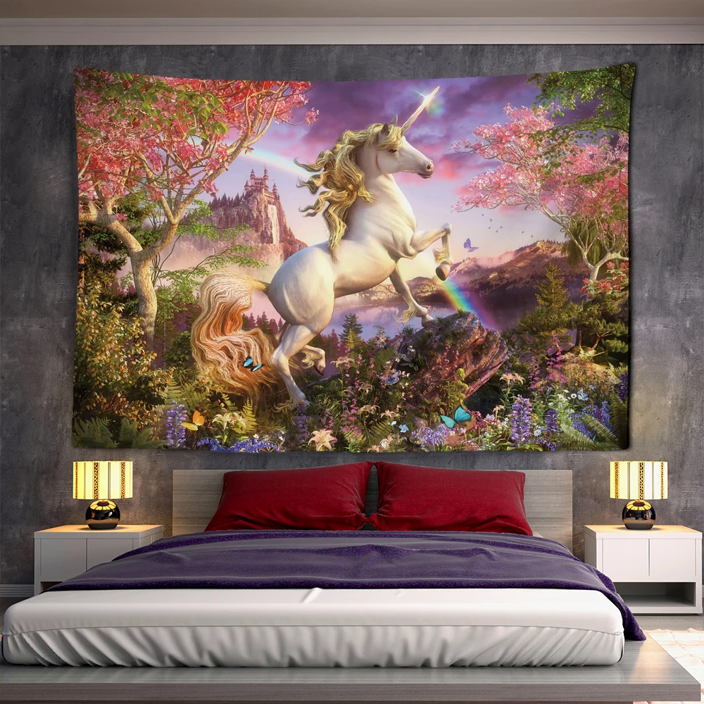 Пегас гобелен с изображением коня Единорог стене висит Звездная Вселенная