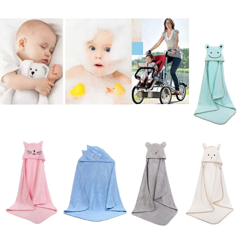 

Baby Poncho Bath Towel Velvet 90x90cm Fleece Hood Infant Towels Blanket Spa Perfect for Girls or Boys Poncho