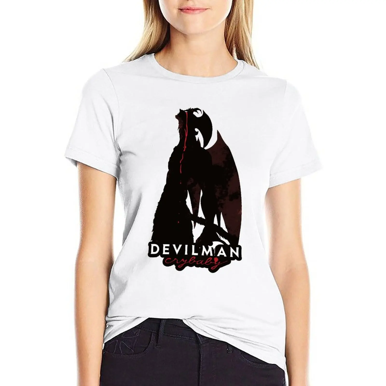 

DEVILMAN Crybaby T Shirt Manga Akira Fudo Graphic Cotton Street Wear T-Shirt Short Sleeve Plus Size Womens Tee Shirt