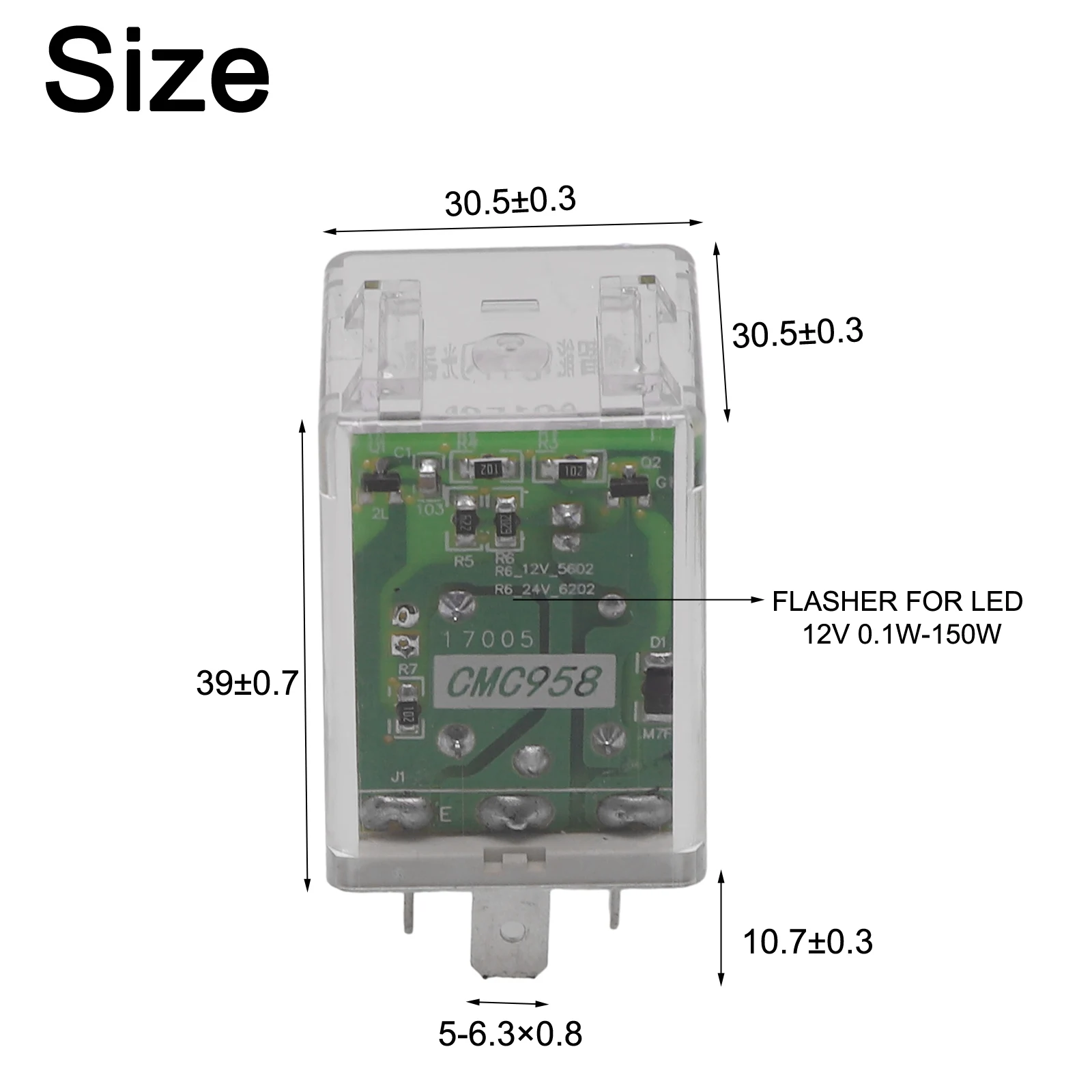 

Flasher Relay for Car LED Light 12V 3Pin Turn Signal Rate Control Blinker Relay Clear Plastic Case Universal Fitment
