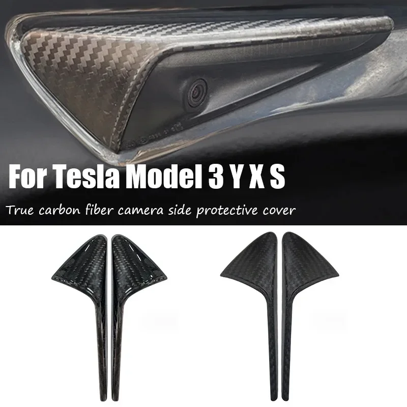 Фото Углеродное волокно для Tesla Model 3 17-22 S 12 -19X2016-22, модель Y, автомобильный боковой маркер, поворотник, крышка камеры, верхний слой крыла №2