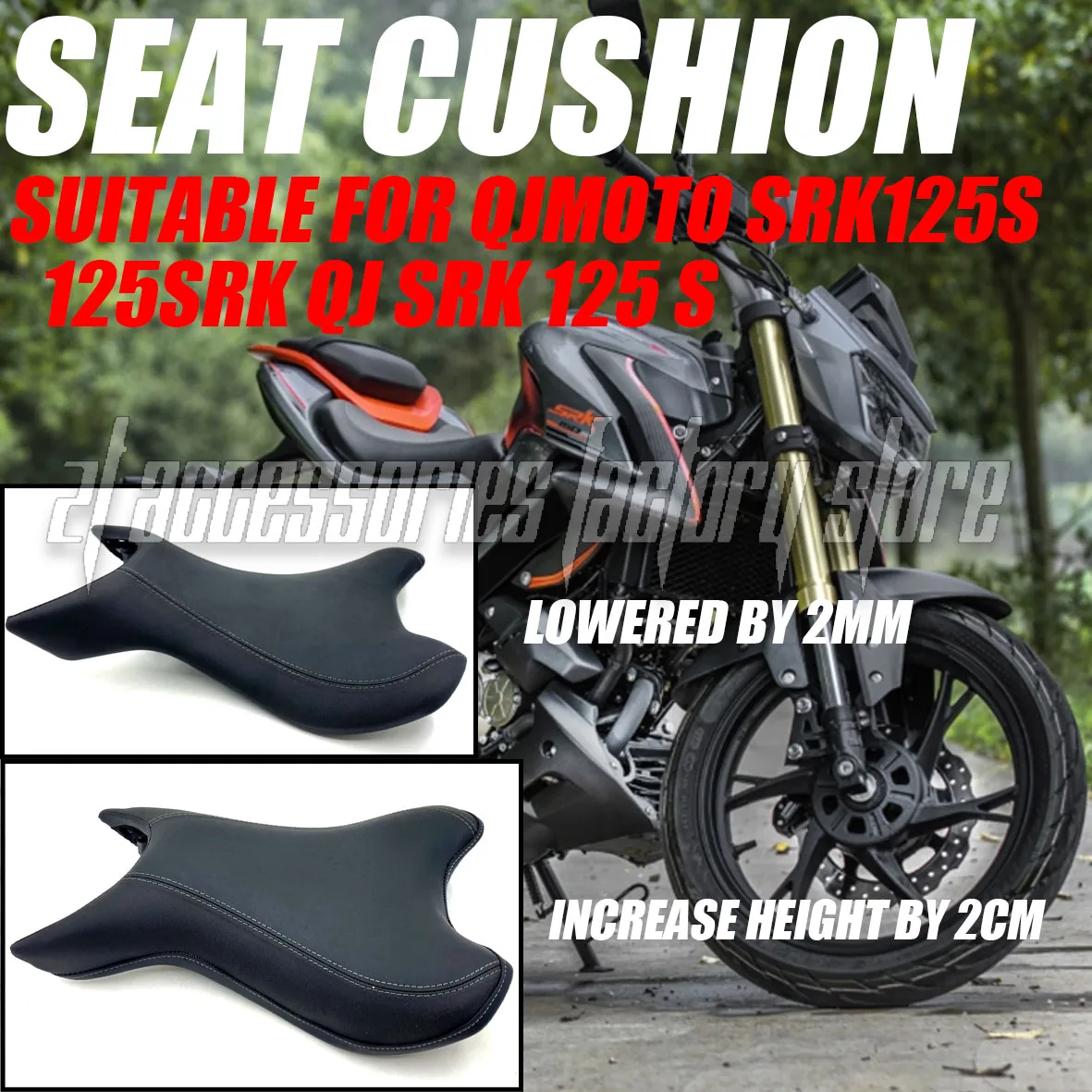 Фото Подходит для мотоцикла QJMOTOR SRK125S 125 SRK QJ SRK 125 S QJMOTOR, специальная удобная подушка сиденья, снижающая и raising sea №2