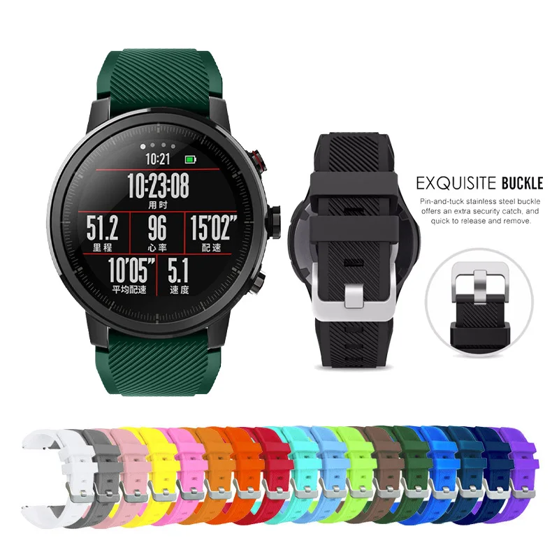 22mm Silicone Watchband For Xiaomi MI Watch Color 2 Sport Strap For Xiaomi Watch S1 Active Bracelet Galaxy Watch 46mm Watch Band