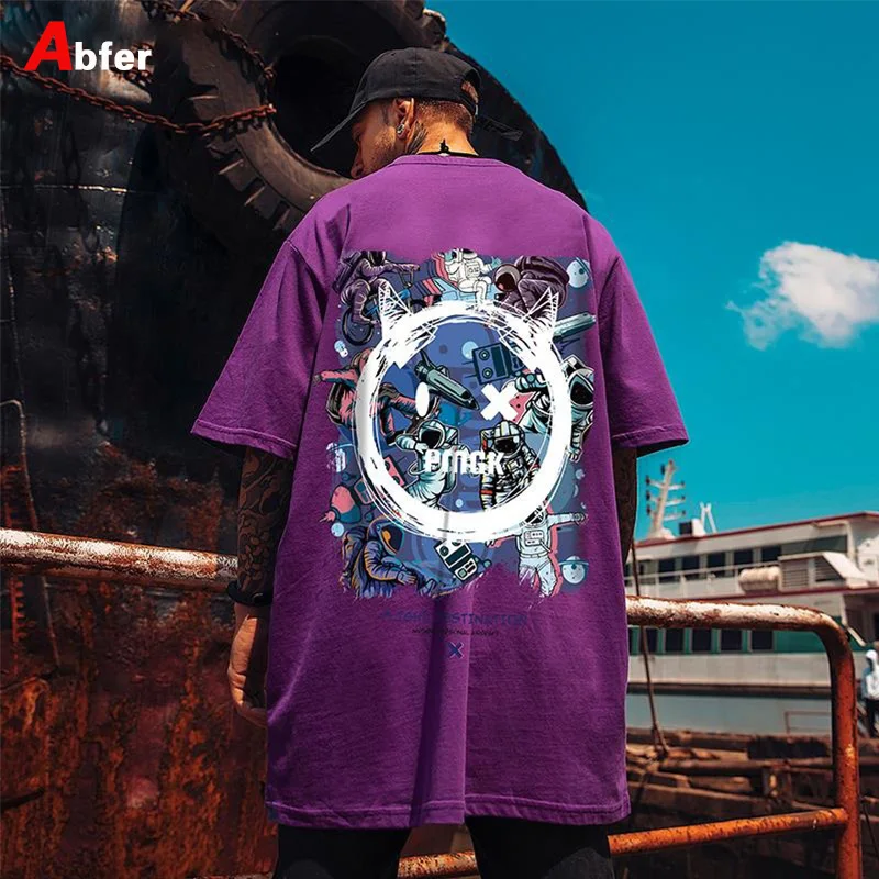 Футболка Abfer мужская с принтом смайликов и граффити топ рукавом до локтя в стиле