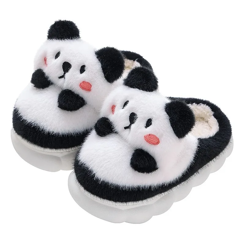 

CUZULLAA Autumn Winter Children Girls Elegant Plush Slippers Shoes Kids Boys Cute Cartoon Bear Non-Slip Flat Slippers 15-23 Cm