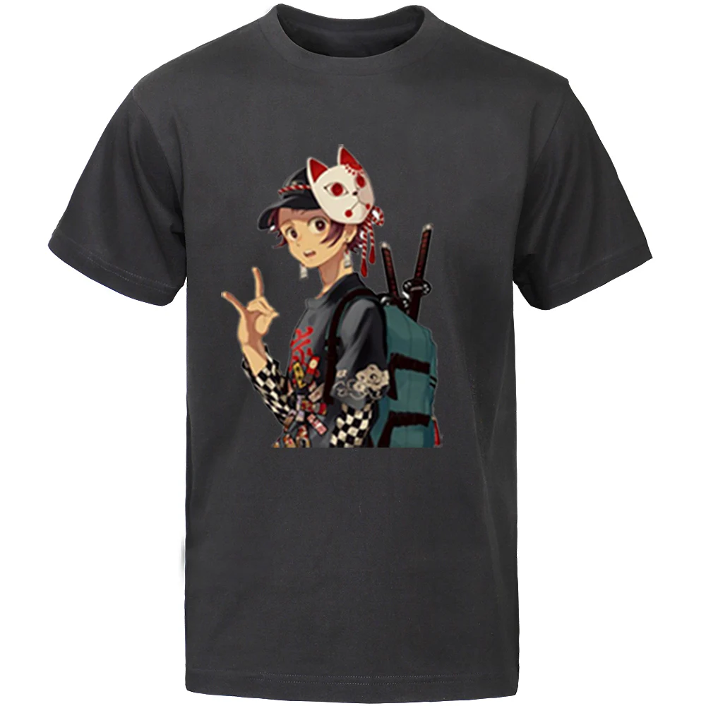 

Футболка мужская летняя с круглым вырезом, топ с коротким рукавом, с рассекающим демонов, Tanjiro Kamado, Kimetsu No Yaiba