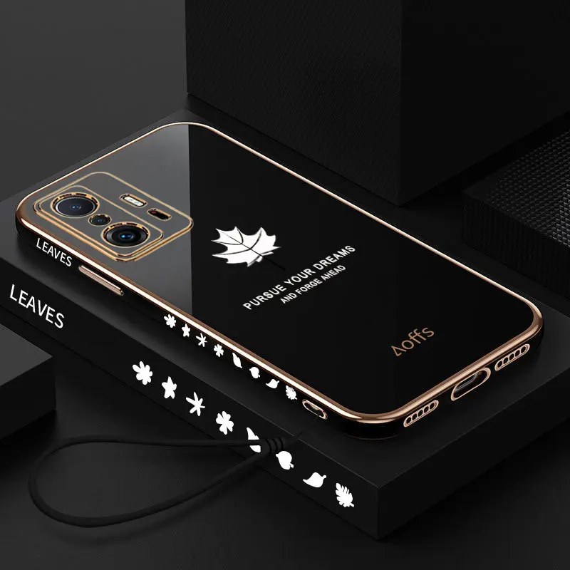 

For Xiaomi 11T 5G Case Shockproof Soft TPU maple leaves Cover For Xiaomi 11T Mi 10T Pro 5G Phone Case mi 11T plating Fundas