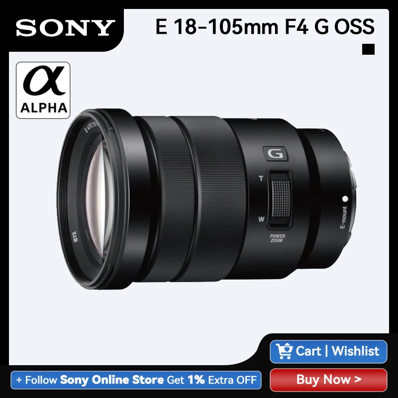 

Sony E PZ 18–105 mm F4 G OSS APS-C Standard Power Zoom G Lens with Optical SteadyShot Large Aperture Mirrorless Lens for ZVE10