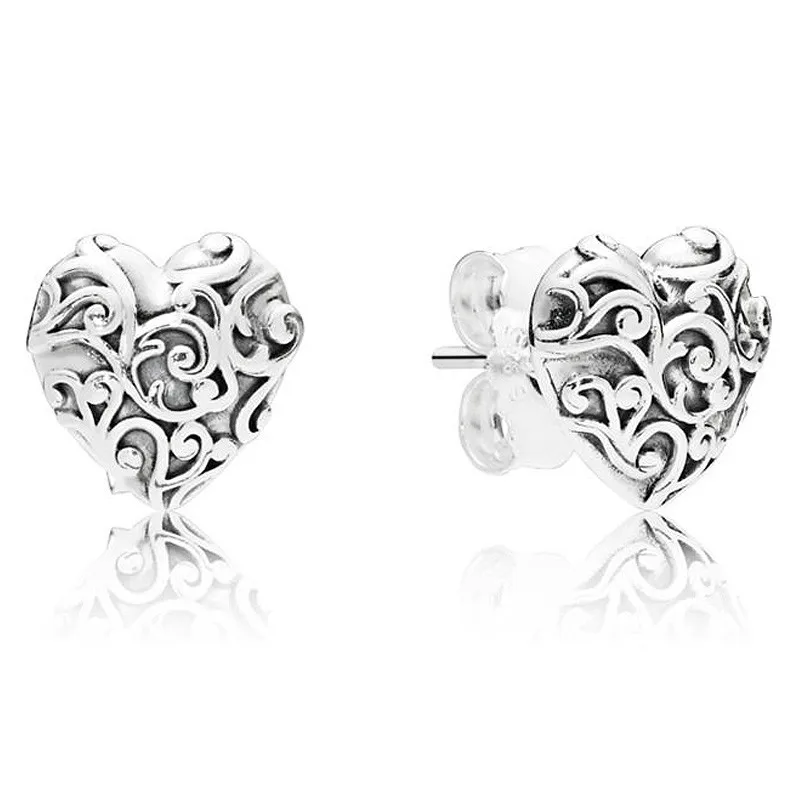 

Authentic 925 Sterling Silver Sparkling Romantic Regal Hearts With Crystal Stud Earrings For Women Wedding Gift Fashion Jewelry