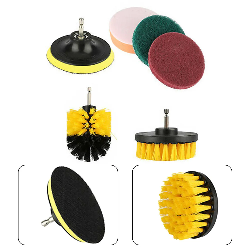

6Pcs Electric Scrubber Brush Drill Brush Kit Plastic Round Cleaning Brush For Carpet Glass Car Tires Brushes Polishing Tools