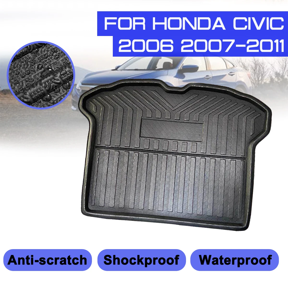 

Для Honda Civic 2006, 2007, 2008, 2009, 2010, 2011, автомобильный напольный коврик, ковер, задний багажник, противогрязевая крышка