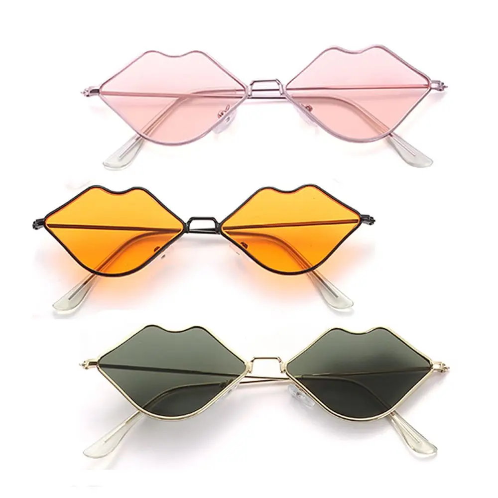 

Солнцезащитные очки в маленькой оправе, женские зеркальные металлические солнцезащитные очки в стиле ретро с губами, Женские винтажные бре...