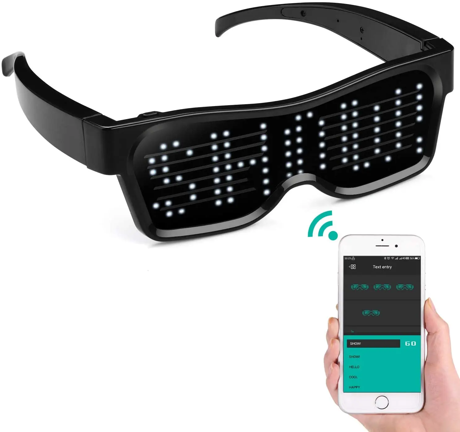 

Rave Glasses Display Customize Flashing Messages Animations App luminous programmable LED glasses with Blue tooth