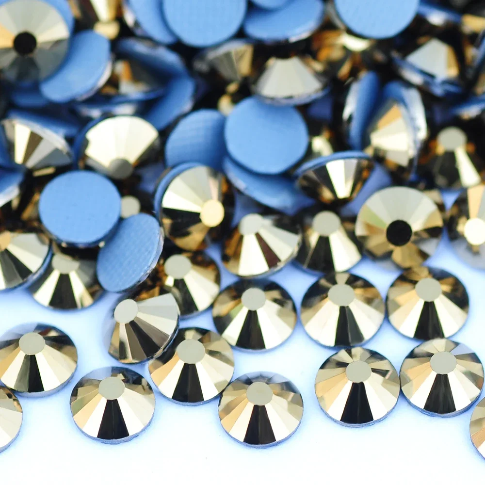 Фото YANRUO 2058HF SS6-SS30 Aurum стразы с плоским основанием для DIY, термоклеевые кристаллы из стекла для аксессуаров для одежды №1