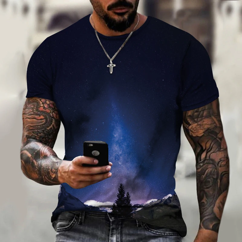 

Newest Crew Neck 3D T Shirt Cotton Unisex Loose Versatile Classic Top 1W16