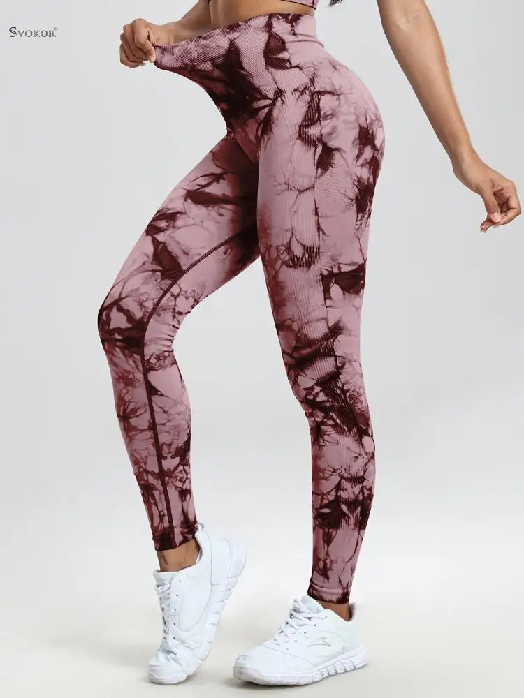 

Женские Бесшовные Леггинсы vokor Tie Dye, спортивные штаны с эффектом пуш-ап для фитнеса, повседневная одежда
