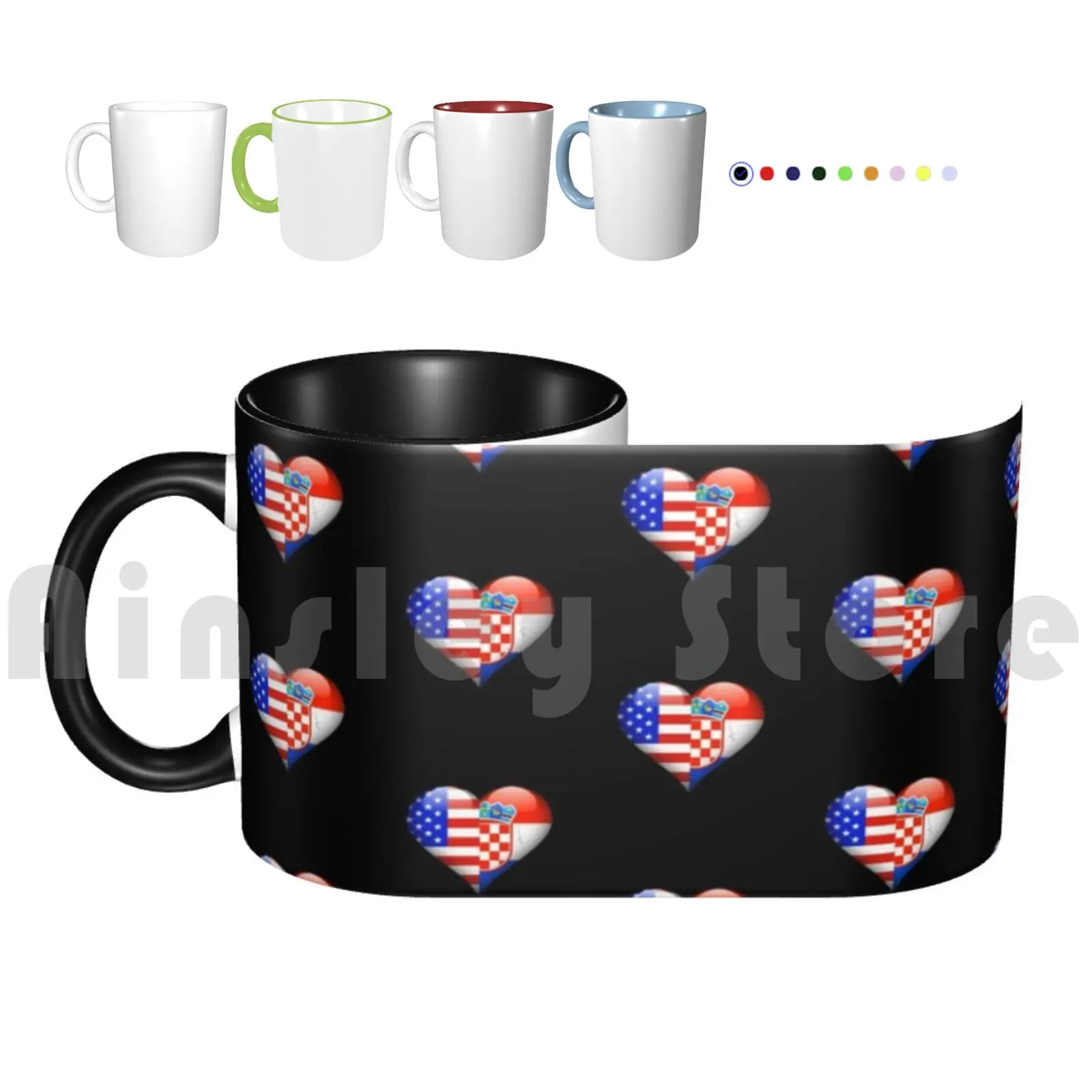 

Croatian Flag Heart-American And Croatia Heart Flag For Croatian Coffee Cups Ceramic Mugs 2190 Born In