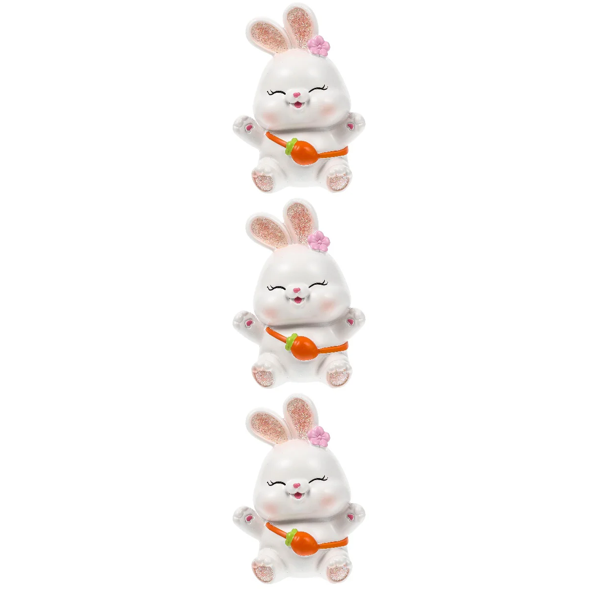 

3x Cartoon Resin Craft Adorable Landscape Bunny Bunny Figurine Resin Bunny Decoration Garden Rabbit Statue