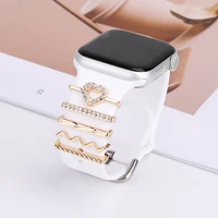 strap decoration for apple watch band diamond jewelry silicone bracelet iwatch 7 6 se 5 4 3 for galaxy watch 4 strap accessories