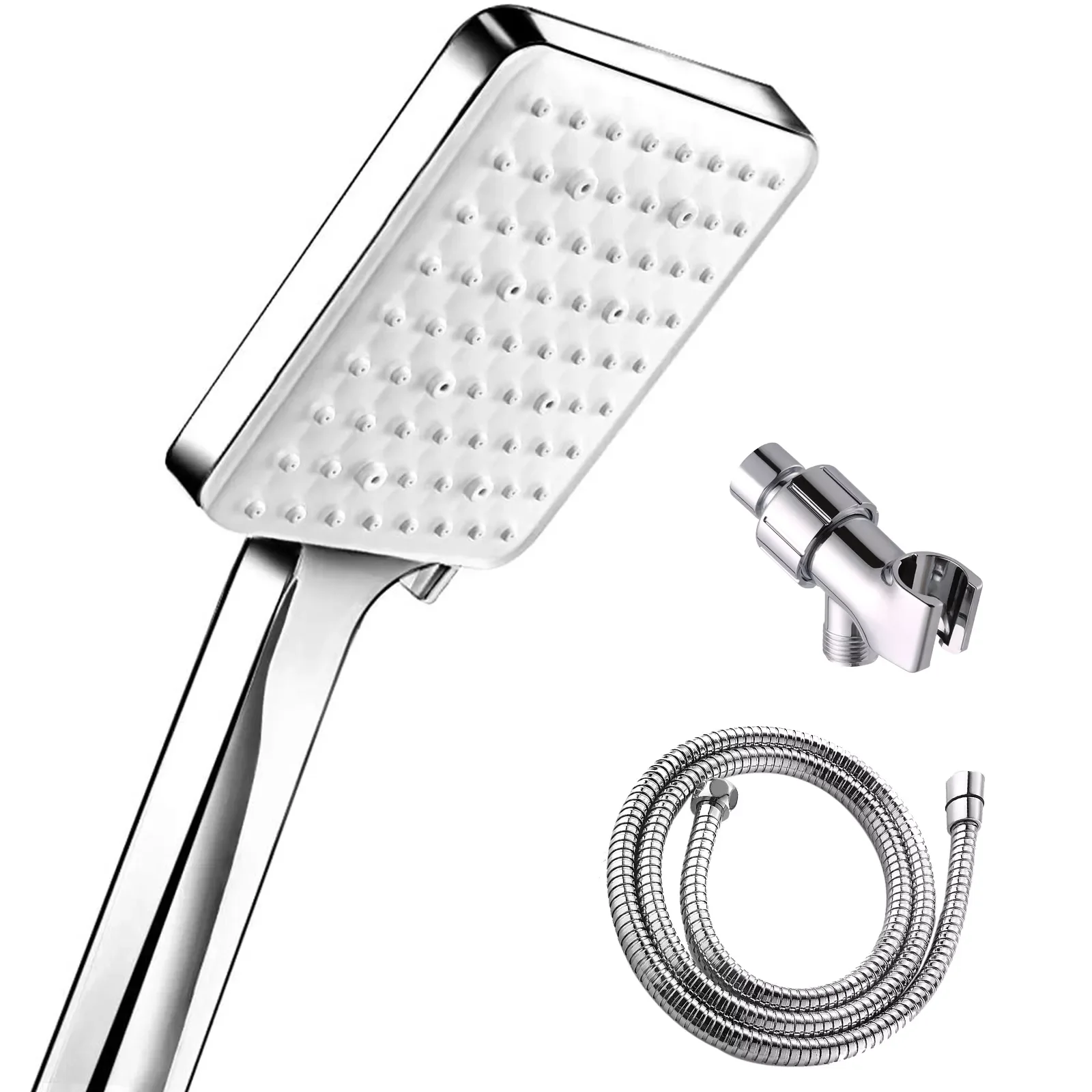 

High Pressure Handheld Shower Head With 4.9ft Hose 360-degree Rotatable Bracket 6 Spray Settings Bathroom Adjustable Shower
