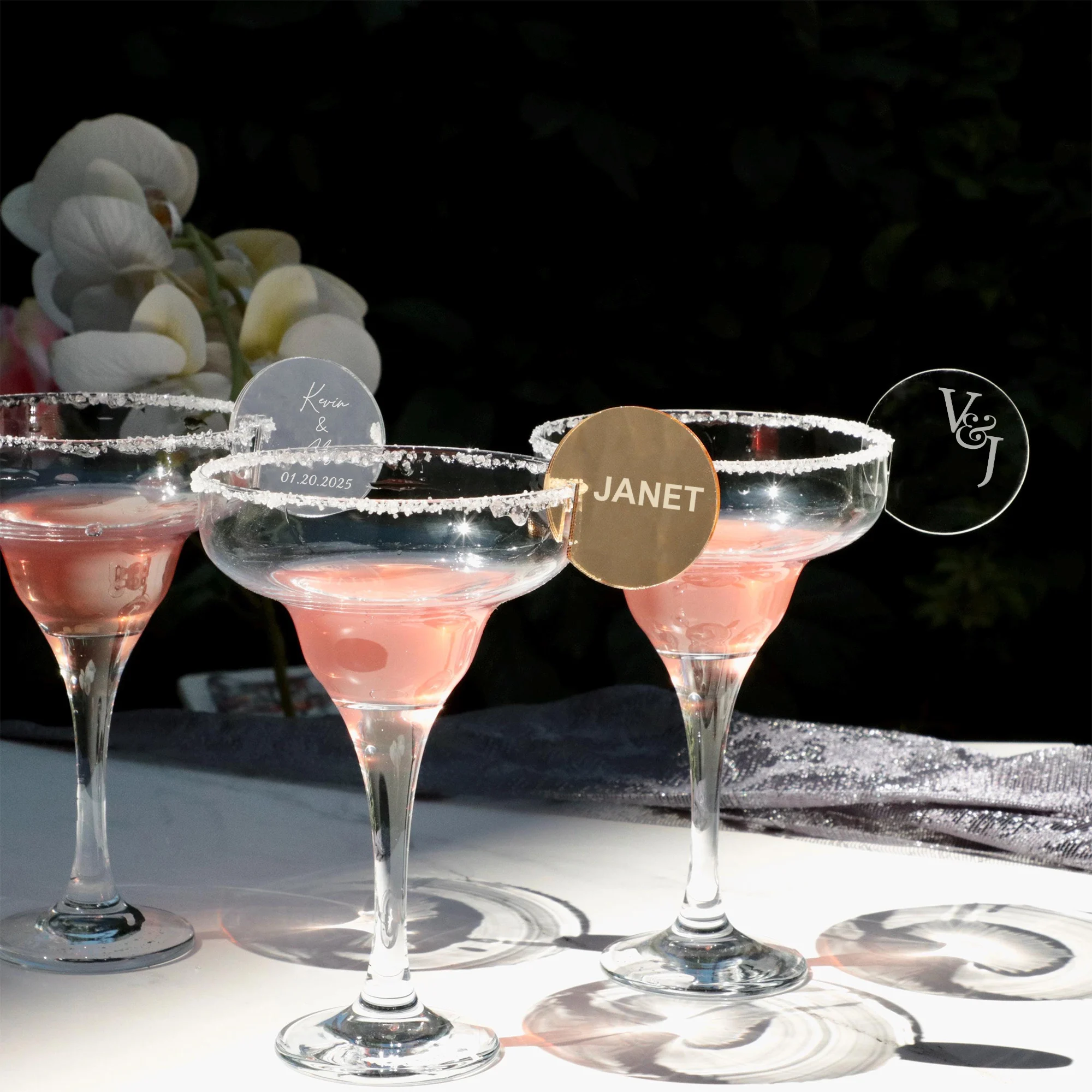 Персонализированные акриловые бирки для напитков круглые диски с именем